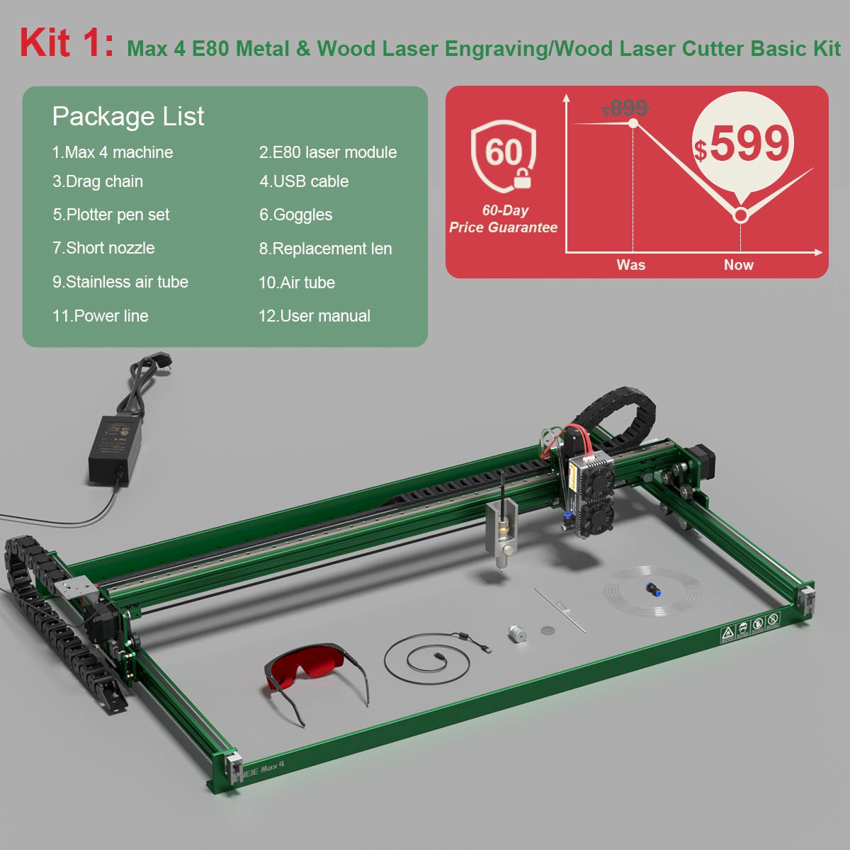 NEJE Max 4 20w laser engraver, wood laser cutter, laser wood engraver, cnc laser cutter machine for wood \ MDF \ plywood \ leather \ stone